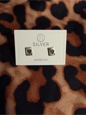 Sterling Silver Ace of Hearts Stud Earrings - Silver